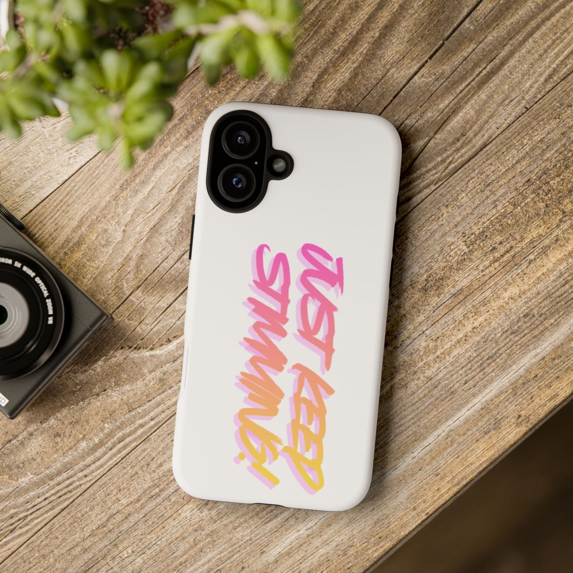 "Just Keep Stimming" Gradient Script Phone Case - Dual - Layer Protective Cover | iPhone & Samsung - Geo Rocks The 'Tism