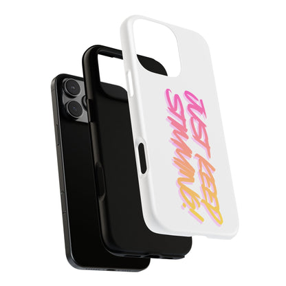 "Just Keep Stimming" Gradient Script Phone Case - Dual - Layer Protective Cover | iPhone & Samsung - Geo Rocks The 'Tism