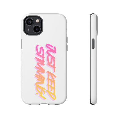 "Just Keep Stimming" Gradient Script Phone Case - Dual - Layer Protective Cover | iPhone & Samsung - Geo Rocks The 'Tism
