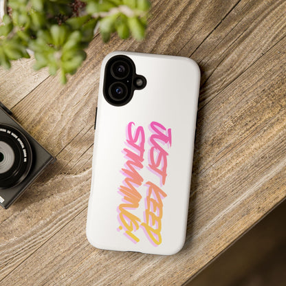 "Just Keep Stimming" Gradient Script Phone Case - Dual - Layer Protective Cover | iPhone & Samsung - Geo Rocks The 'Tism