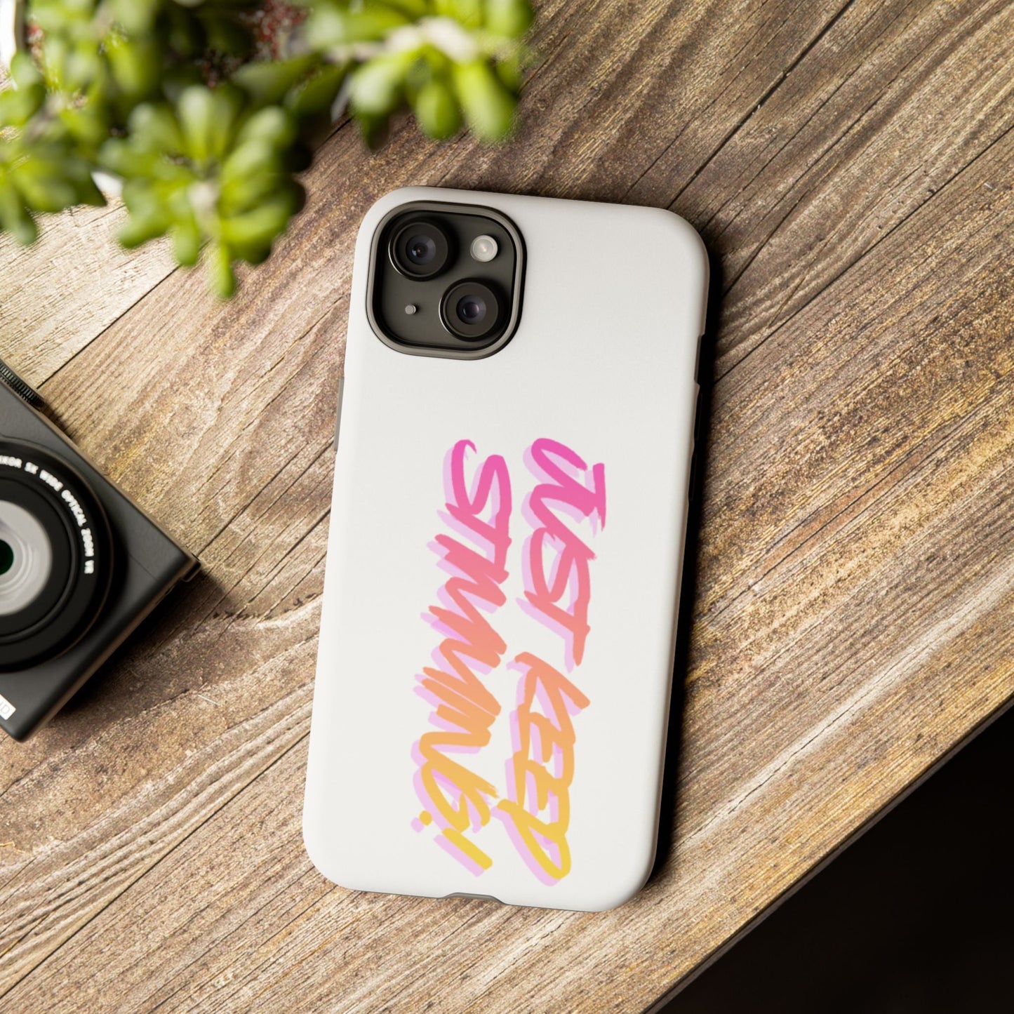 "Just Keep Stimming" Gradient Script Phone Case - Dual - Layer Protective Cover | iPhone & Samsung - Geo Rocks The 'Tism
