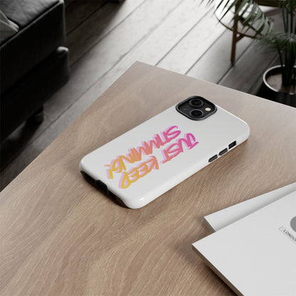 "Just Keep Stimming" Gradient Script Phone Case - Dual - Layer Protective Cover | iPhone & Samsung - Geo Rocks The 'Tism