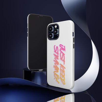 "Just Keep Stimming" Gradient Script Phone Case - Dual - Layer Protective Cover | iPhone & Samsung - Geo Rocks The 'Tism