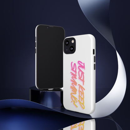 "Just Keep Stimming" Gradient Script Phone Case - Dual - Layer Protective Cover | iPhone & Samsung - Geo Rocks The 'Tism