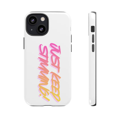"Just Keep Stimming" Gradient Script Phone Case - Dual - Layer Protective Cover | iPhone & Samsung - Geo Rocks The 'Tism