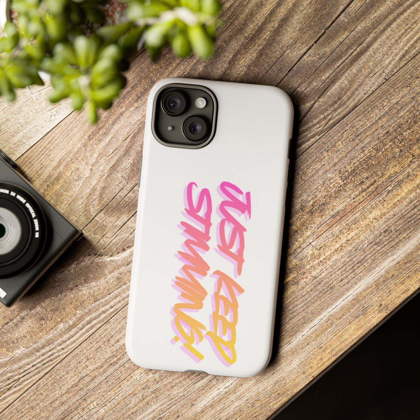"Just Keep Stimming" Gradient Script Phone Case - Dual - Layer Protective Cover | iPhone & Samsung - Geo Rocks The 'Tism