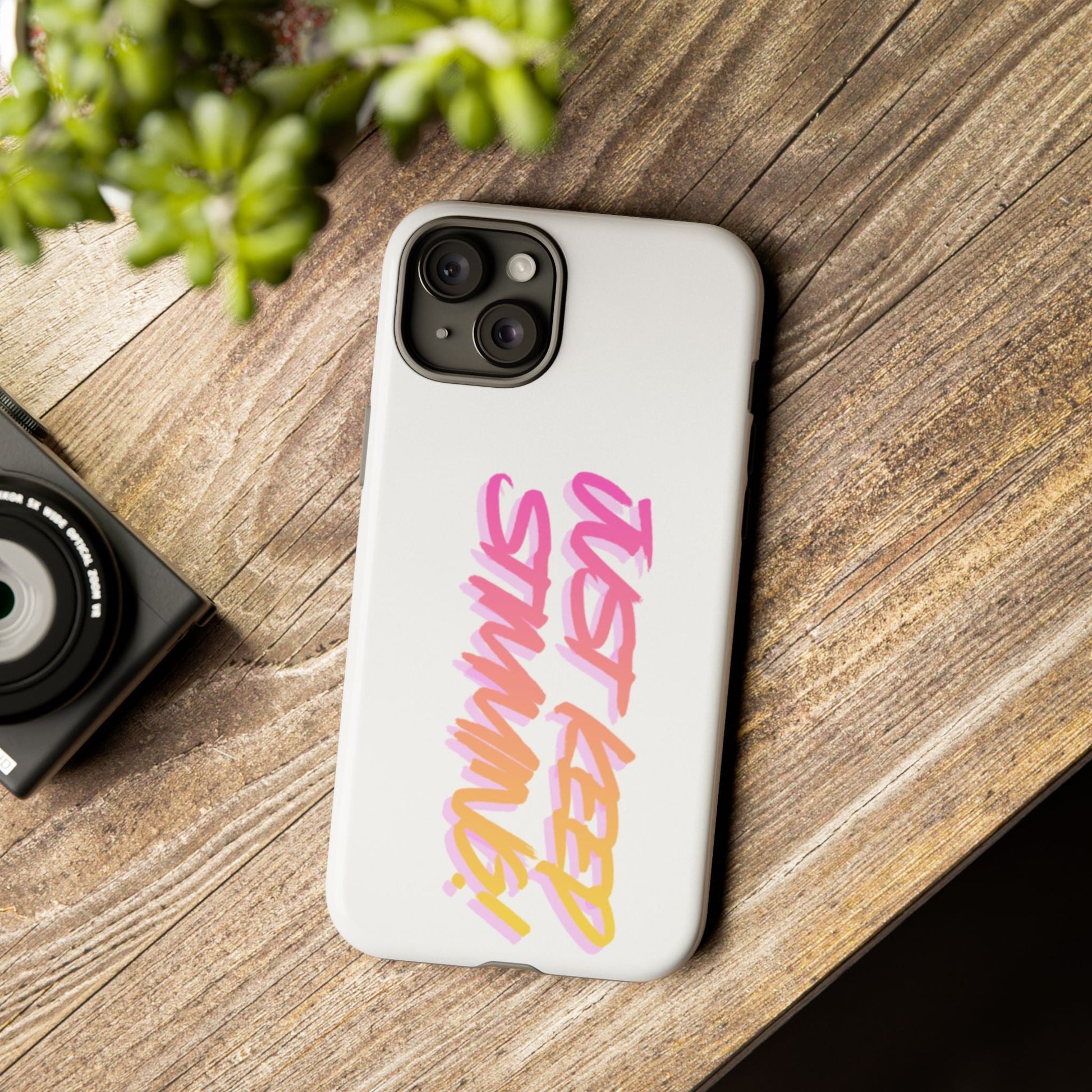 "Just Keep Stimming" Gradient Script Phone Case - Dual - Layer Protective Cover | iPhone & Samsung - Geo Rocks The 'Tism