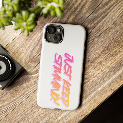 "Just Keep Stimming" Gradient Script Phone Case - Dual - Layer Protective Cover | iPhone & Samsung - Geo Rocks The 'Tism