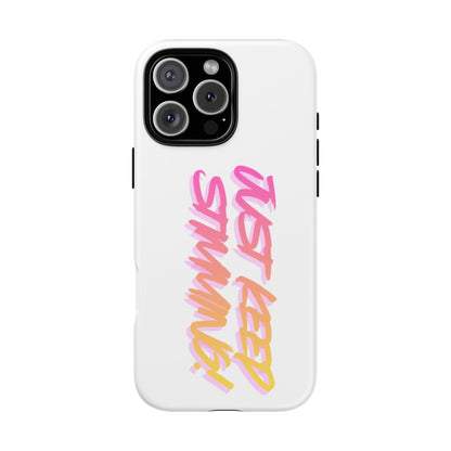 "Just Keep Stimming" Gradient Script Phone Case - Dual - Layer Protective Cover | iPhone & Samsung - Geo Rocks The 'Tism