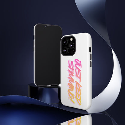 "Just Keep Stimming" Gradient Script Phone Case - Dual - Layer Protective Cover | iPhone & Samsung - Geo Rocks The 'Tism
