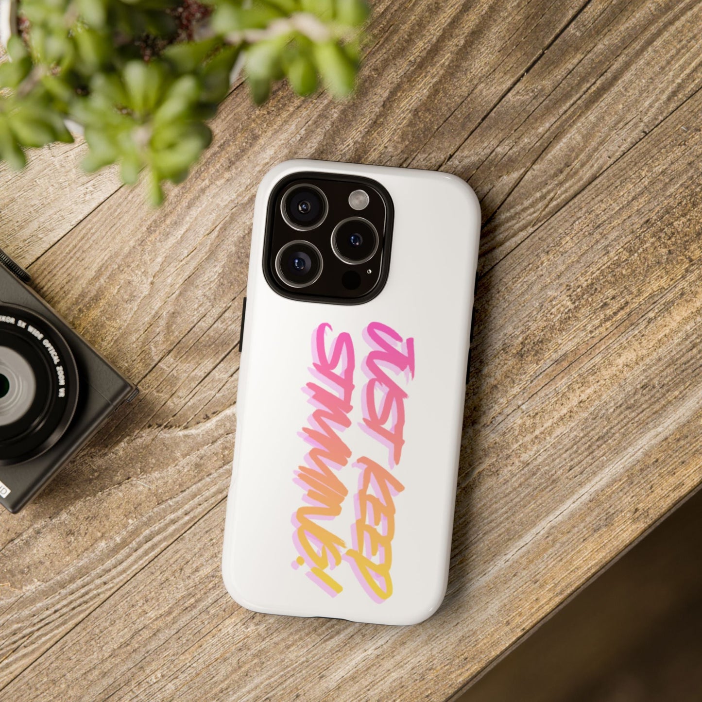 "Just Keep Stimming" Gradient Script Phone Case - Dual - Layer Protective Cover | iPhone & Samsung - Geo Rocks The 'Tism