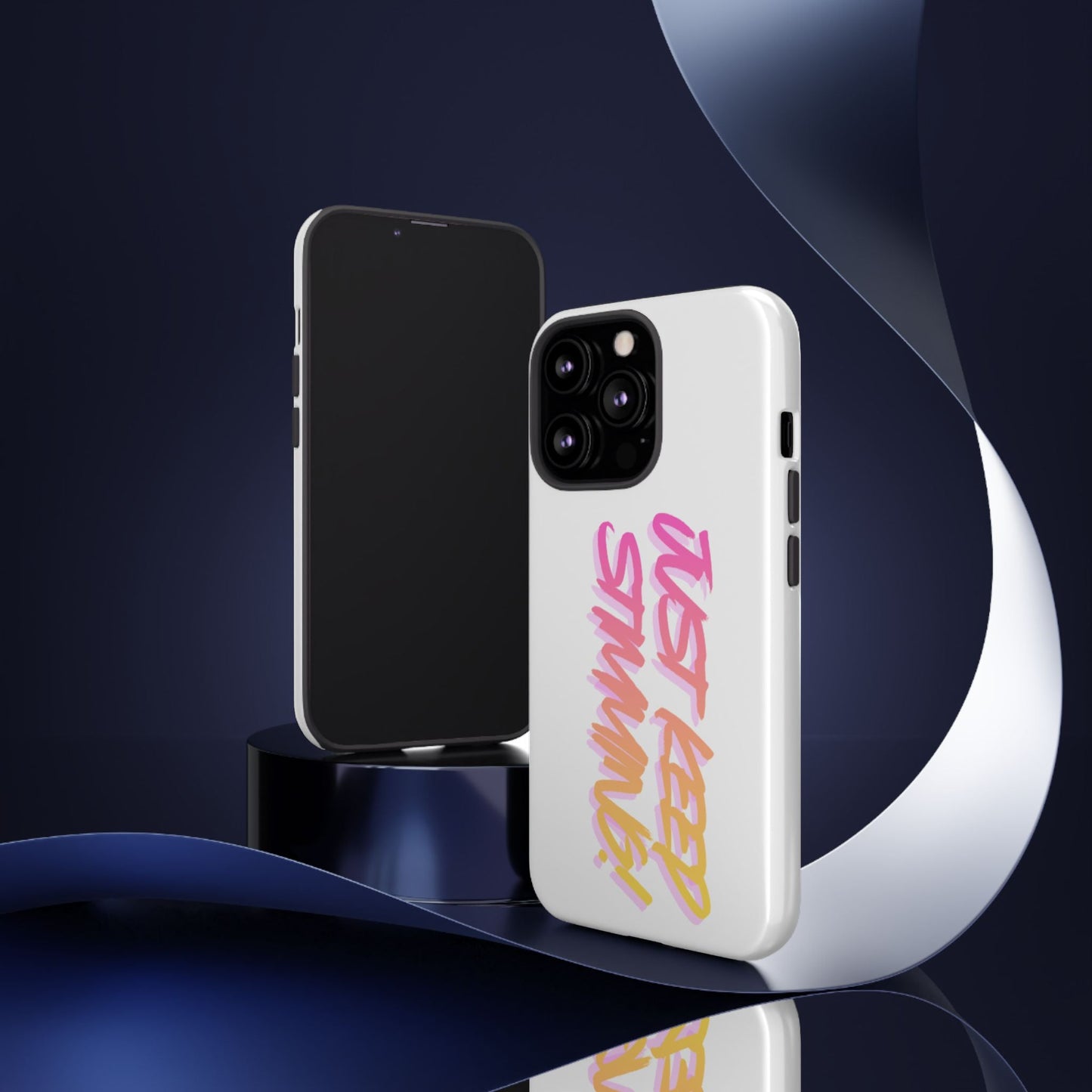 "Just Keep Stimming" Gradient Script Phone Case - Dual - Layer Protective Cover | iPhone & Samsung - Geo Rocks The 'Tism