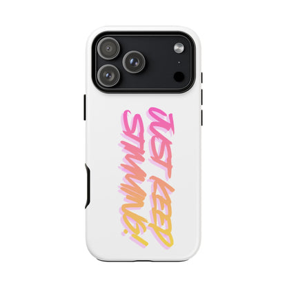 "Just Keep Stimming" Gradient Script Phone Case - Dual - Layer Protective Cover | iPhone & Samsung - Geo Rocks The 'Tism