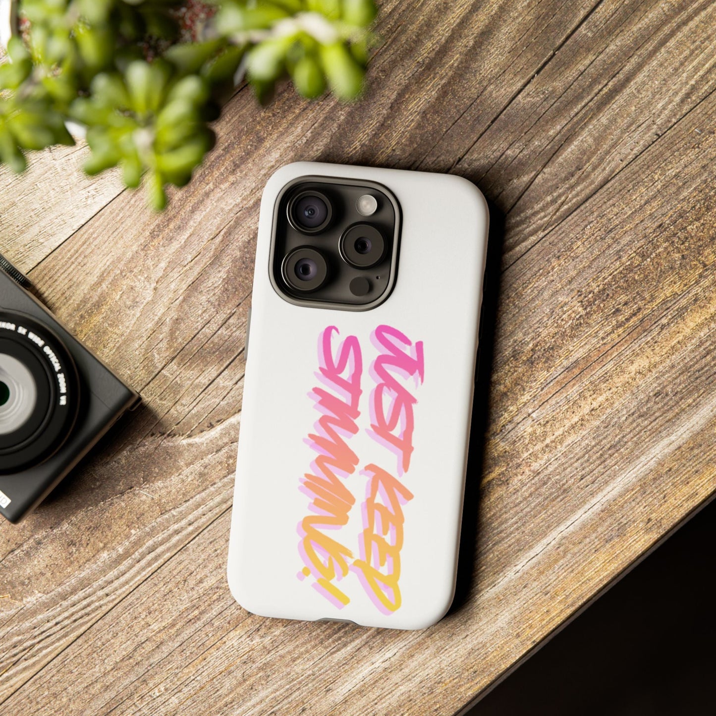 "Just Keep Stimming" Gradient Script Phone Case - Dual - Layer Protective Cover | iPhone & Samsung - Geo Rocks The 'Tism