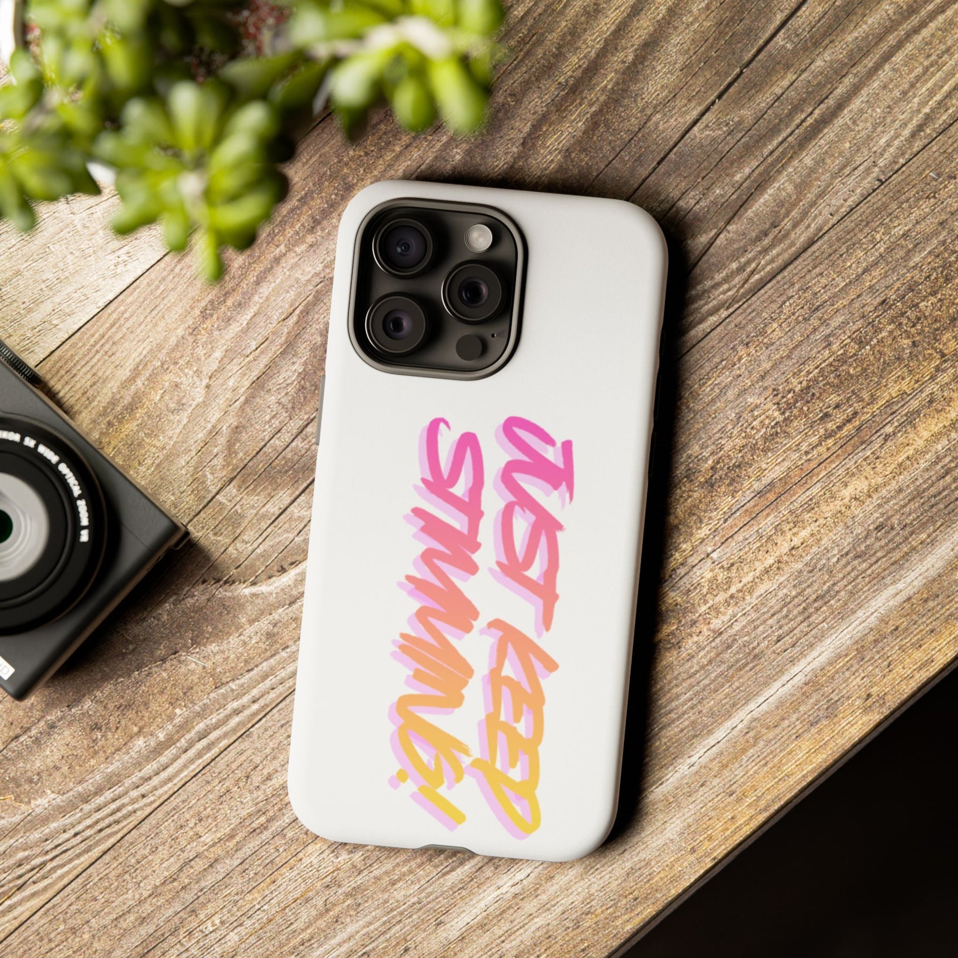 "Just Keep Stimming" Gradient Script Phone Case - Dual - Layer Protective Cover | iPhone & Samsung - Geo Rocks The 'Tism
