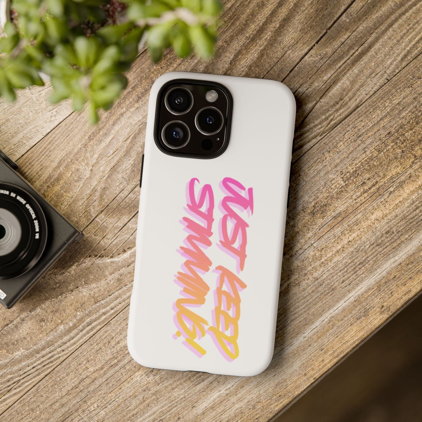 "Just Keep Stimming" Gradient Script Phone Case - Dual - Layer Protective Cover | iPhone & Samsung - Geo Rocks The 'Tism