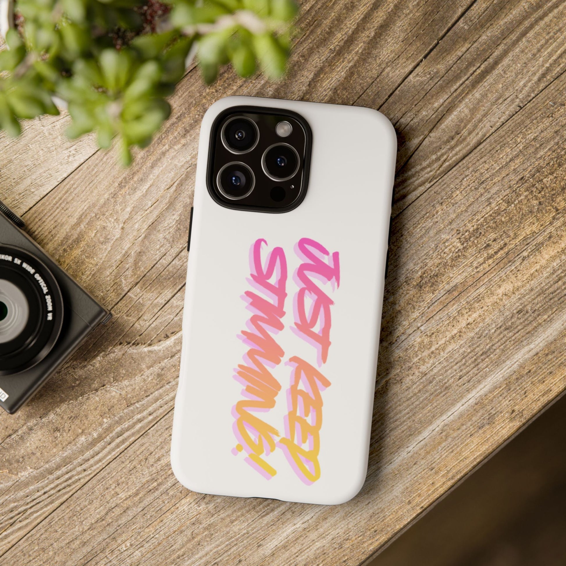 "Just Keep Stimming" Gradient Script Phone Case - Dual - Layer Protective Cover | iPhone & Samsung - Geo Rocks The 'Tism
