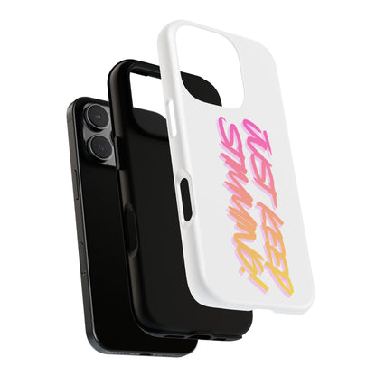 "Just Keep Stimming" Gradient Script Phone Case - Dual - Layer Protective Cover | iPhone & Samsung - Geo Rocks The 'Tism