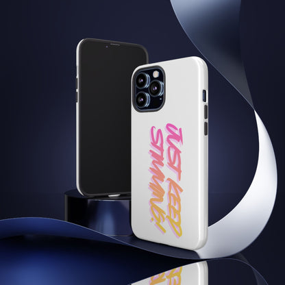"Just Keep Stimming" Gradient Script Phone Case - Dual - Layer Protective Cover | iPhone & Samsung - Geo Rocks The 'Tism