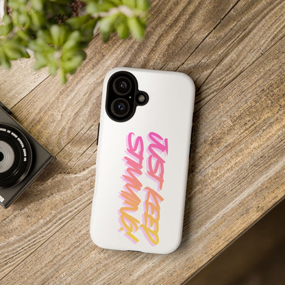 "Just Keep Stimming" Gradient Script Phone Case - Dual - Layer Protective Cover | iPhone & Samsung - Geo Rocks The 'Tism