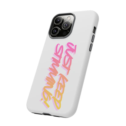 "Just Keep Stimming" Gradient Script Phone Case - Dual - Layer Protective Cover | iPhone & Samsung - Geo Rocks The 'Tism
