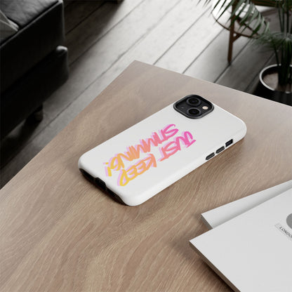 "Just Keep Stimming" Gradient Script Phone Case - Dual - Layer Protective Cover | iPhone & Samsung - Geo Rocks The 'Tism