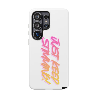 "Just Keep Stimming" Gradient Script Phone Case - Dual - Layer Protective Cover | iPhone & Samsung - Geo Rocks The 'Tism