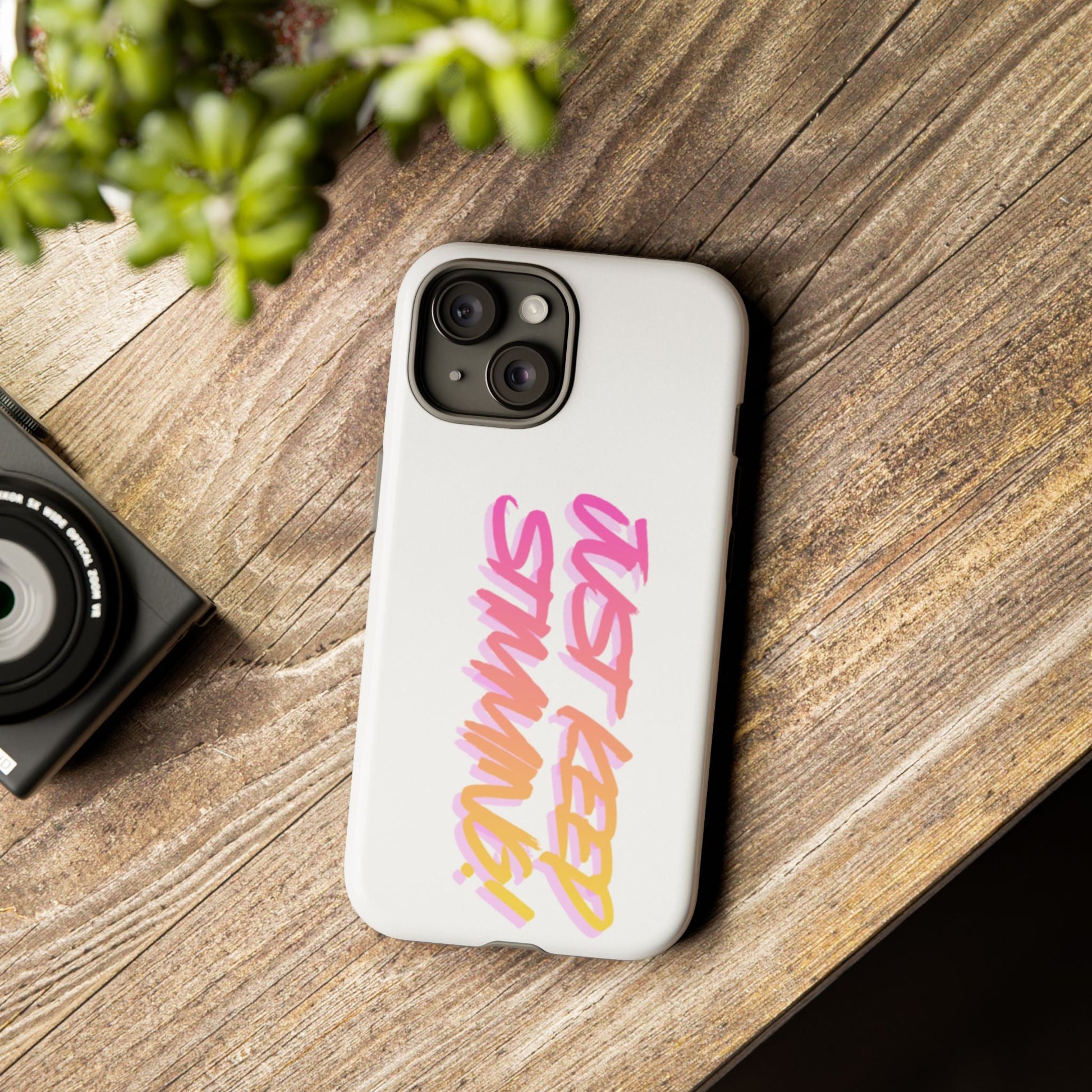 "Just Keep Stimming" Gradient Script Phone Case - Dual - Layer Protective Cover | iPhone & Samsung - Geo Rocks The 'Tism