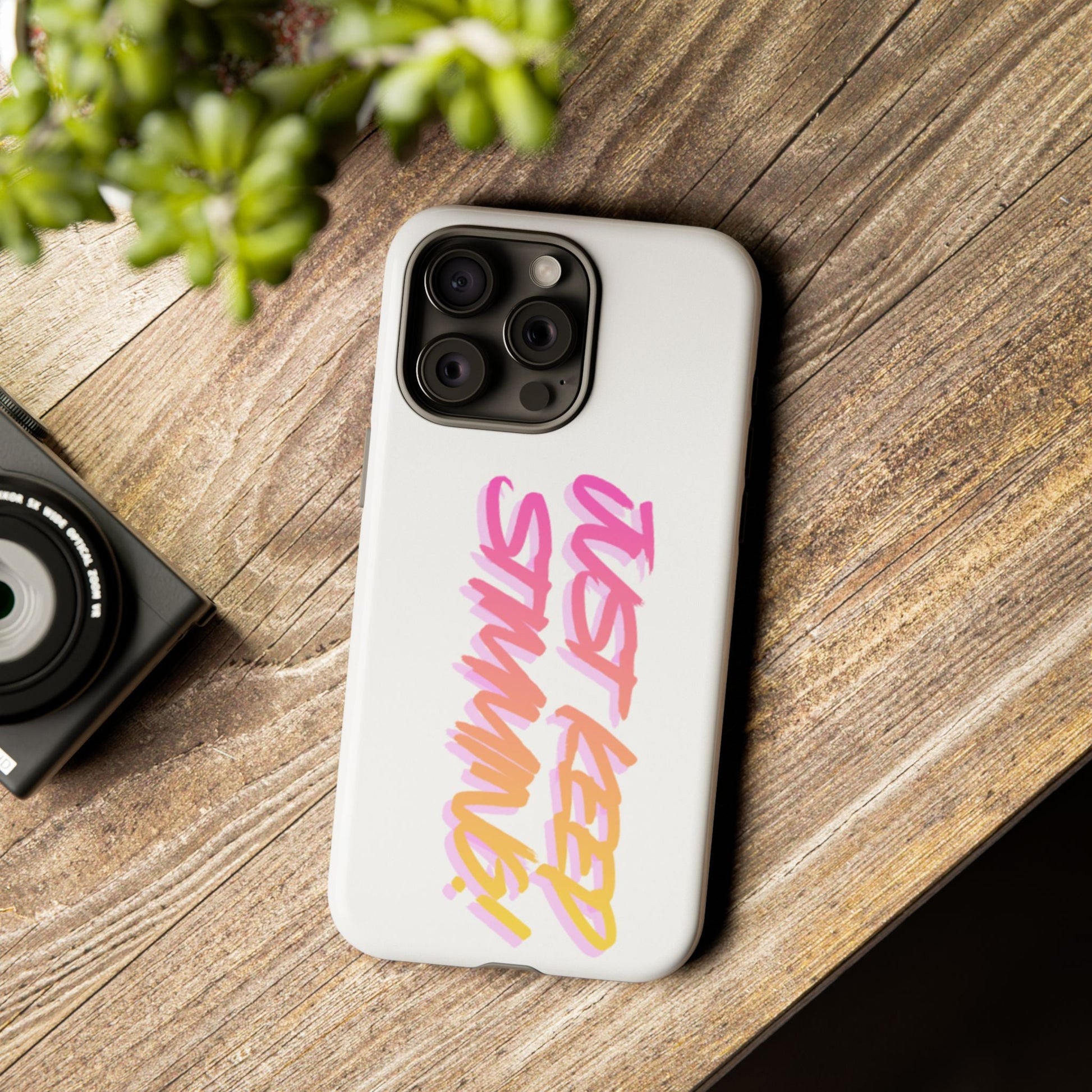 "Just Keep Stimming" Gradient Script Phone Case - Dual - Layer Protective Cover | iPhone & Samsung - Geo Rocks The 'Tism