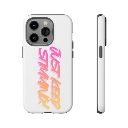 "Just Keep Stimming" Gradient Script Phone Case - Dual - Layer Protective Cover | iPhone & Samsung - Geo Rocks The 'Tism