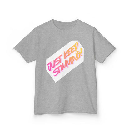 "Just Keep Stimming" Kids T-Shirt - Retro Gradient Autism Awareness Tee for Boys & Girls | Sizes XS–XL - Geo Rocks The 'Tism