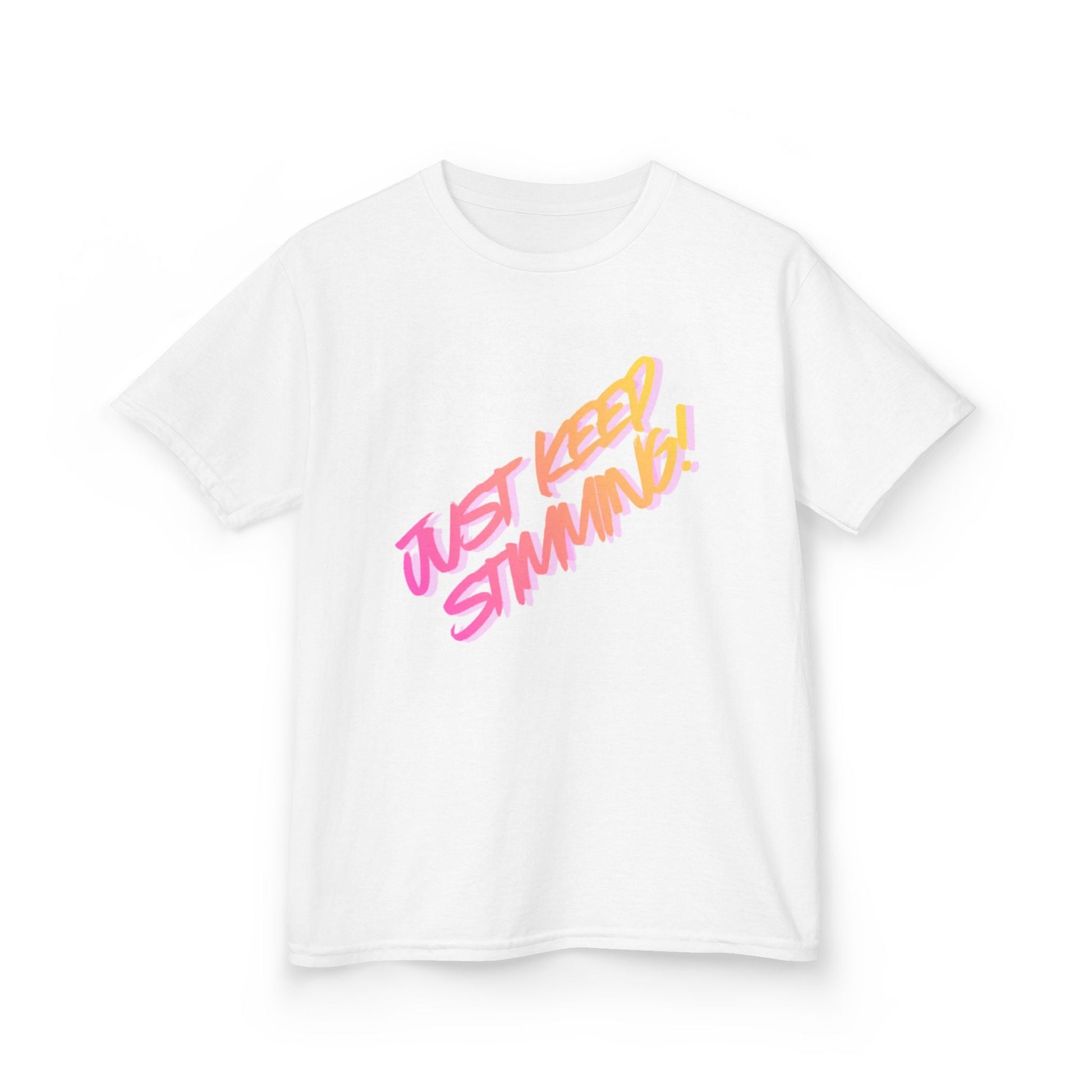 "Just Keep Stimming" Kids T-Shirt - Retro Gradient Autism Awareness Tee for Boys & Girls | Sizes XS–XL - Geo Rocks The 'Tism