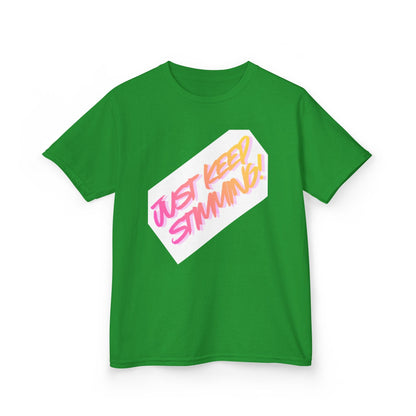 "Just Keep Stimming" Kids T-Shirt - Retro Gradient Autism Awareness Tee for Boys & Girls | Sizes XS–XL - Geo Rocks The 'Tism