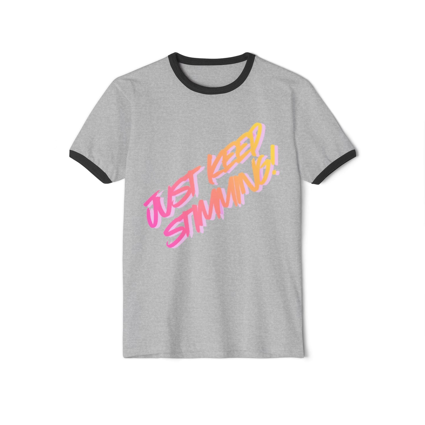 "Just Keep Stimming" Retro Ringer T-Shirt - Autism Awareness Unisex Tee | Sizes XS–3XL - Geo Rocks The 'Tism