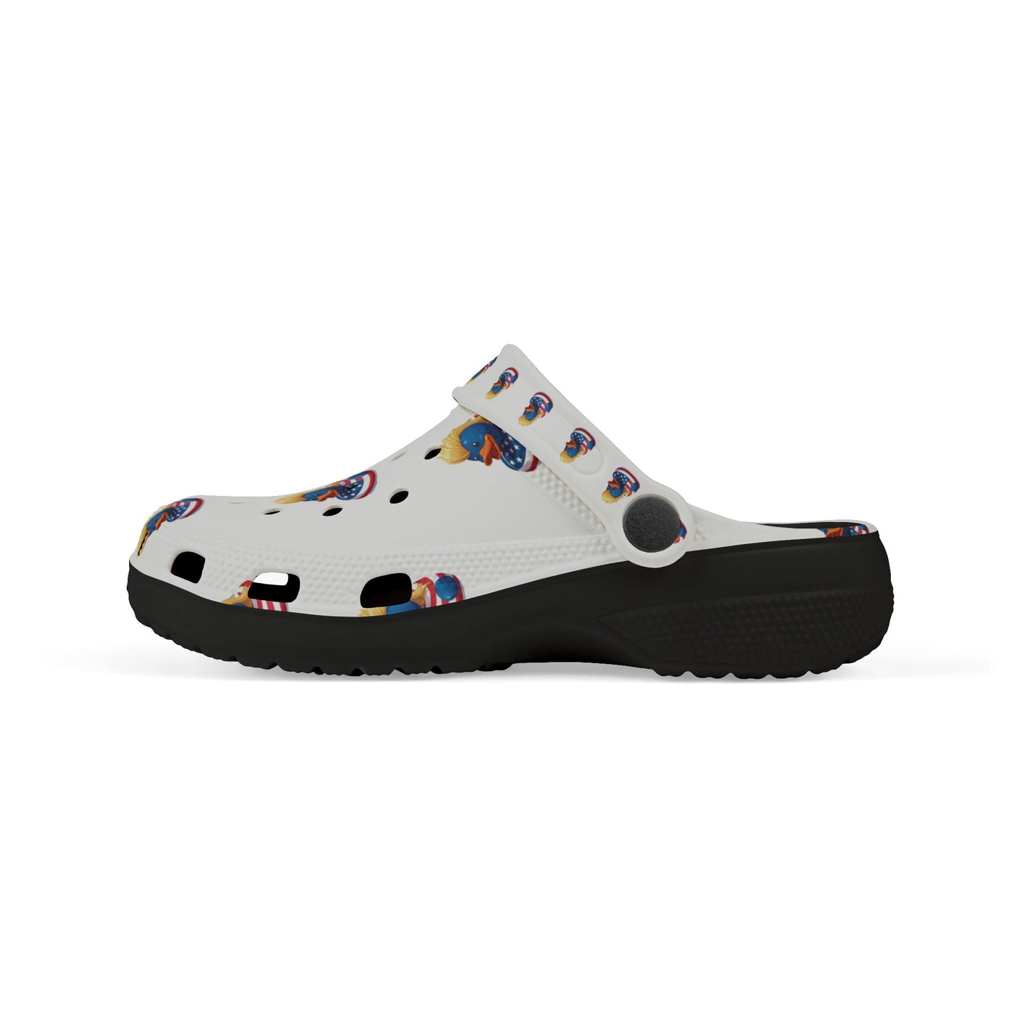 Kids American flag Duck Float Pattern - Lightweight Slip - On clogs - Geo Rocks The 'Tism