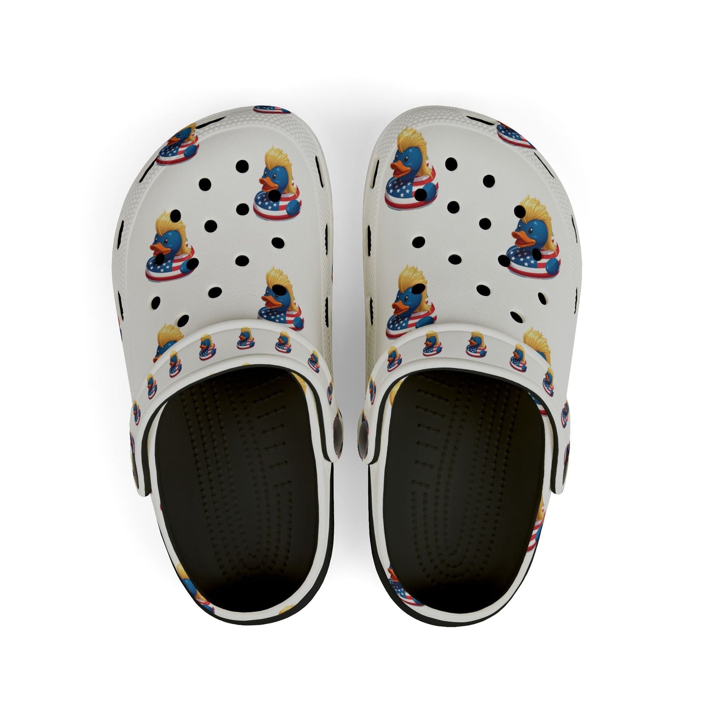 Kids American flag Duck Float Pattern - Lightweight Slip - On clogs - Geo Rocks The 'Tism