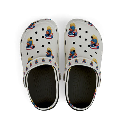 Kids American flag Duck Float Pattern - Lightweight Slip - On clogs - Geo Rocks The 'Tism