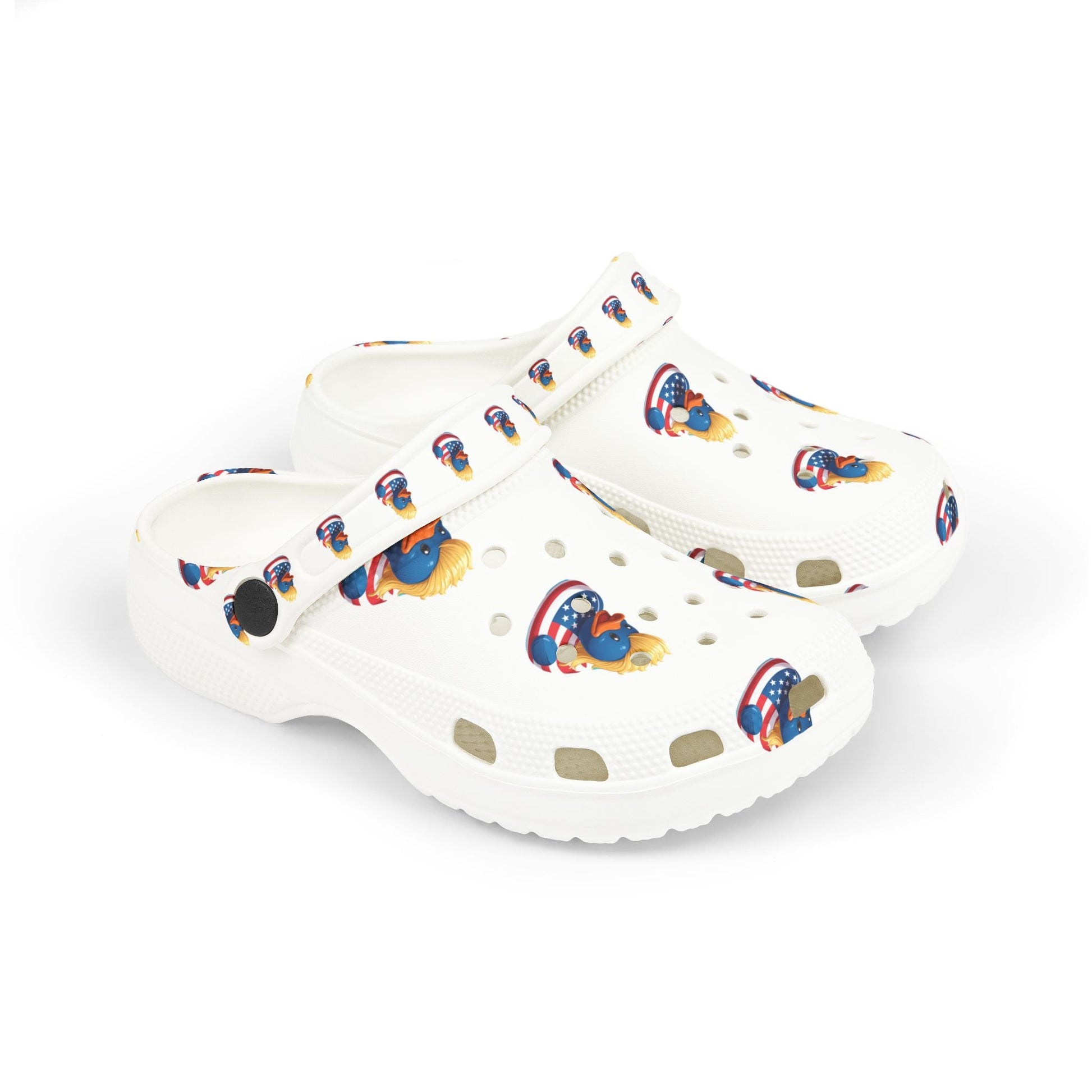 Kids American flag Duck Float Pattern - Lightweight Slip - On clogs - Geo Rocks The 'Tism