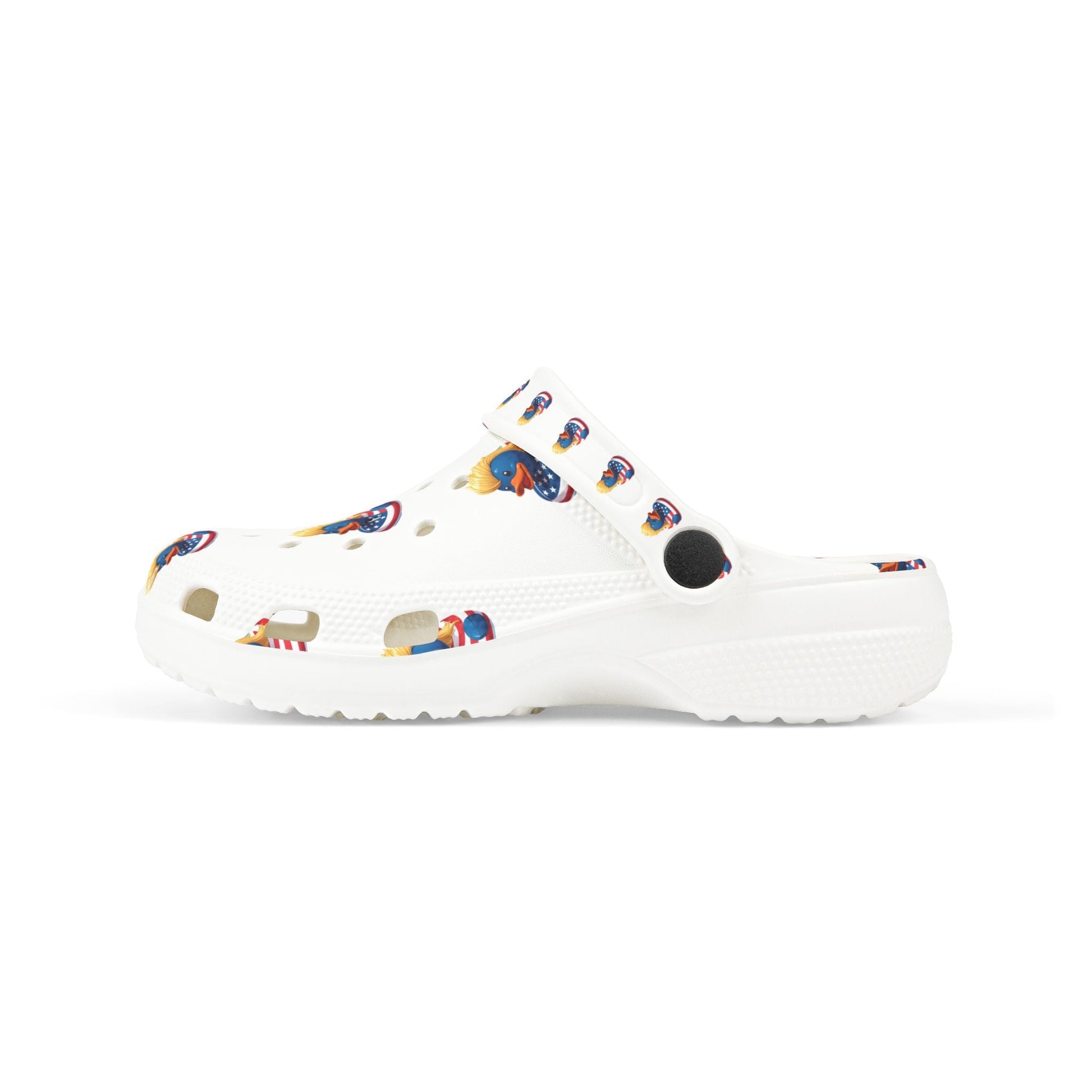 Kids American flag Duck Float Pattern - Lightweight Slip - On clogs - Geo Rocks The 'Tism