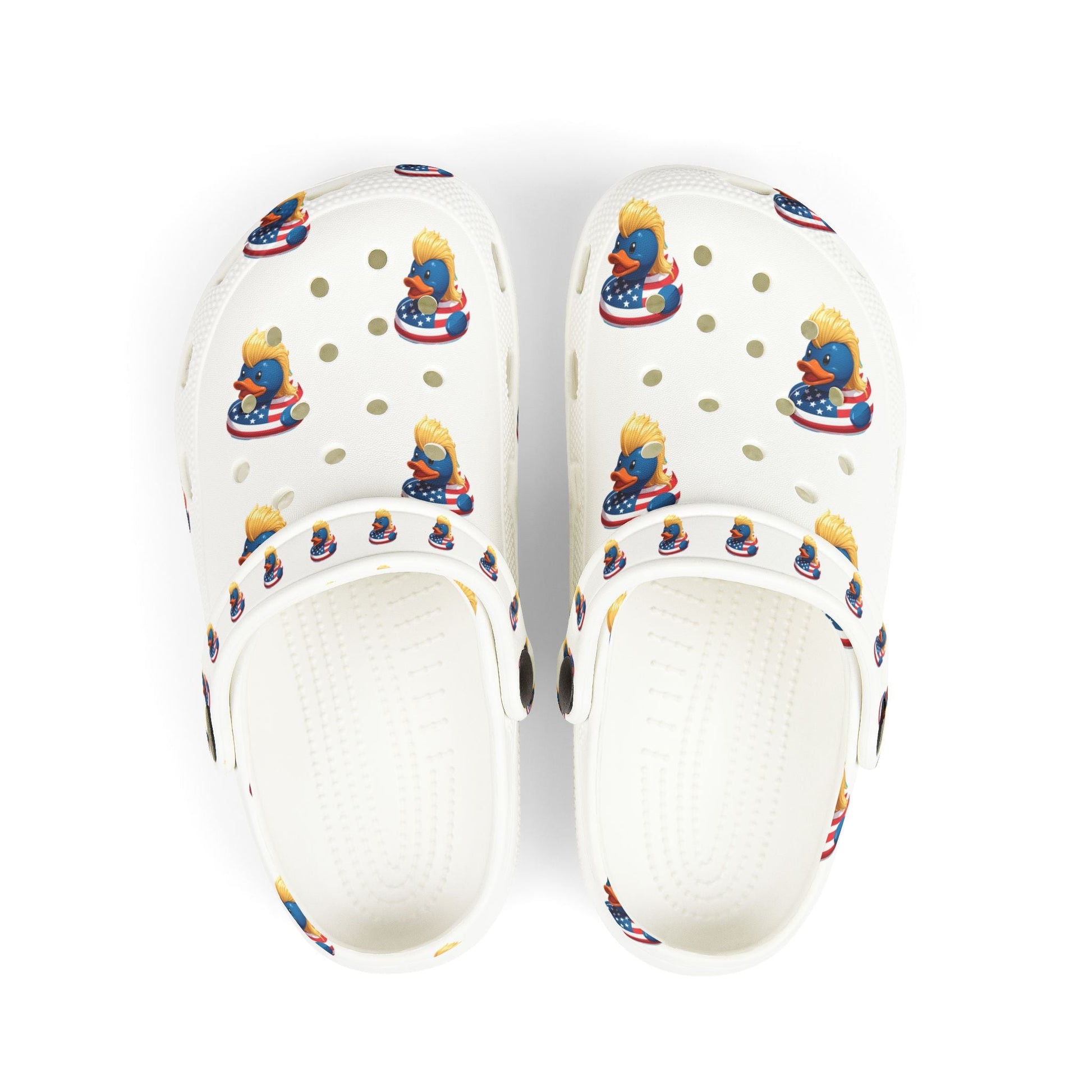 Kids American flag Duck Float Pattern - Lightweight Slip - On clogs - Geo Rocks The 'Tism