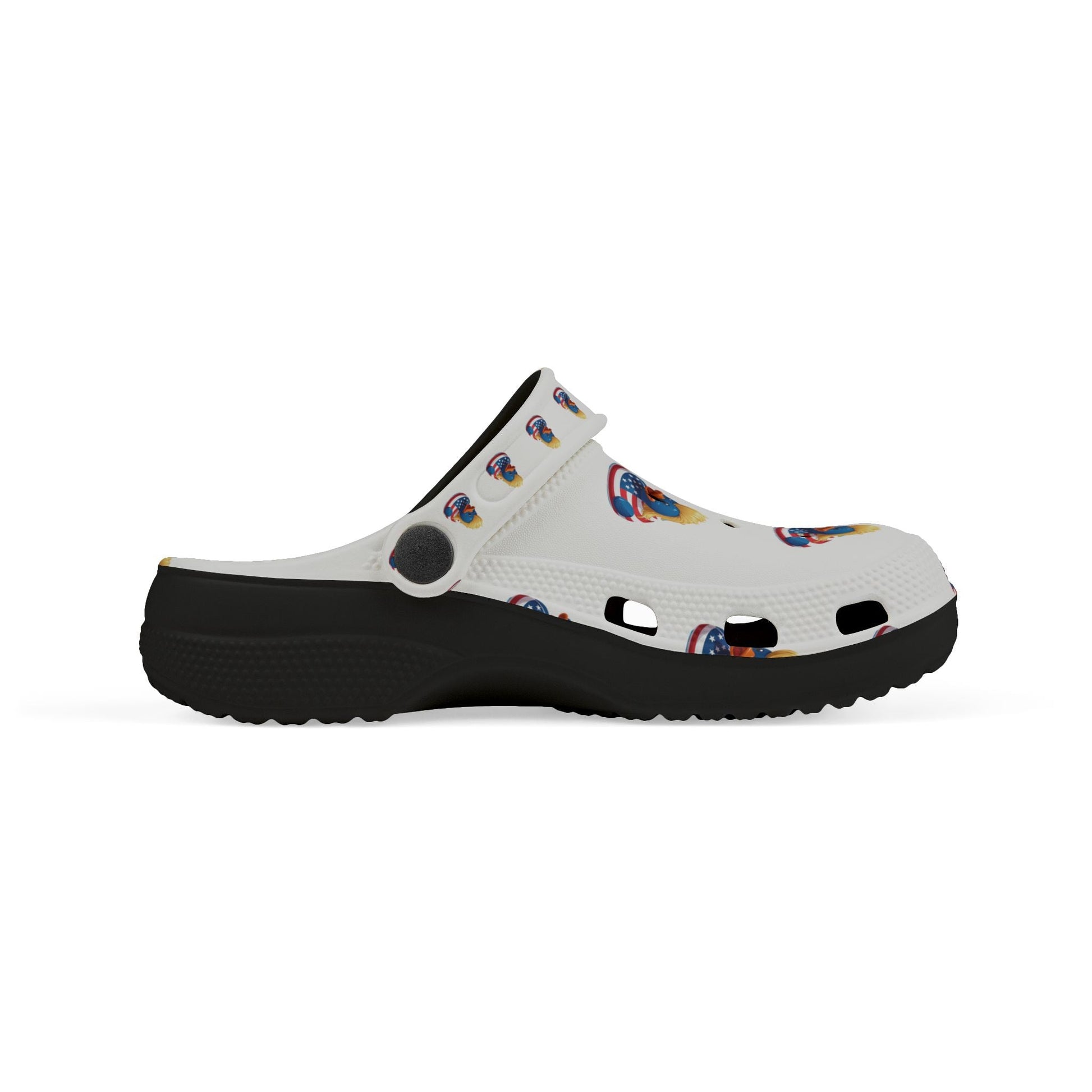 Kids American flag Duck Float Pattern - Lightweight Slip - On clogs - Geo Rocks The 'Tism