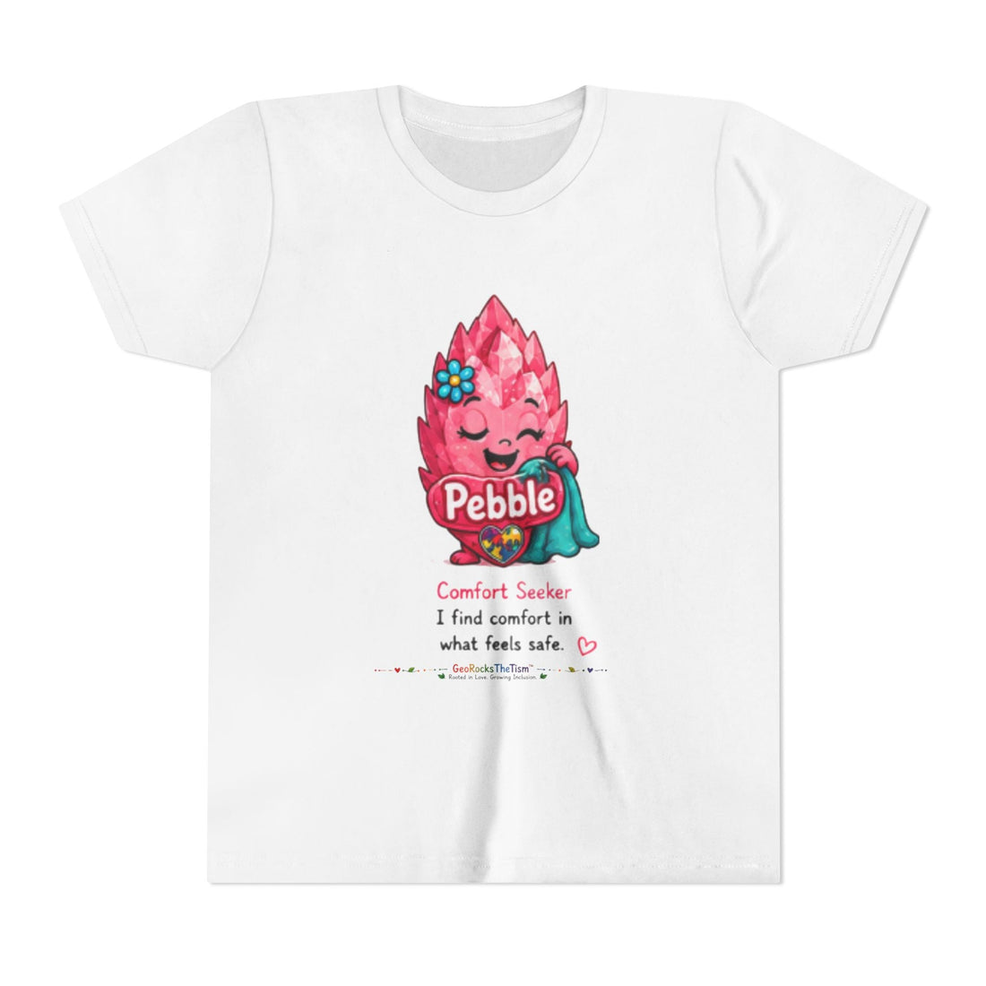 “Loves Soft Things” Stimming Geode -Autism Self Sensory Regulation Youth Tee - Geo Rocks The 'Tism