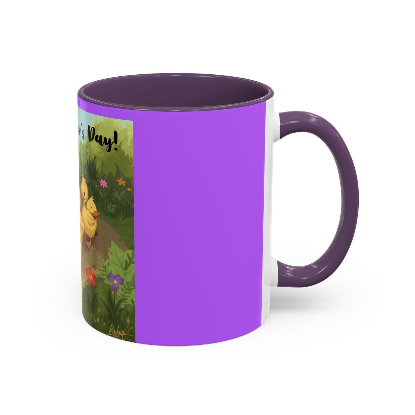 Mother's Day Ducklings Accent Coffee Mug - 11oz Ceramic | Cute Duck Family Gift for Mom - Geo Rocks The 'Tism