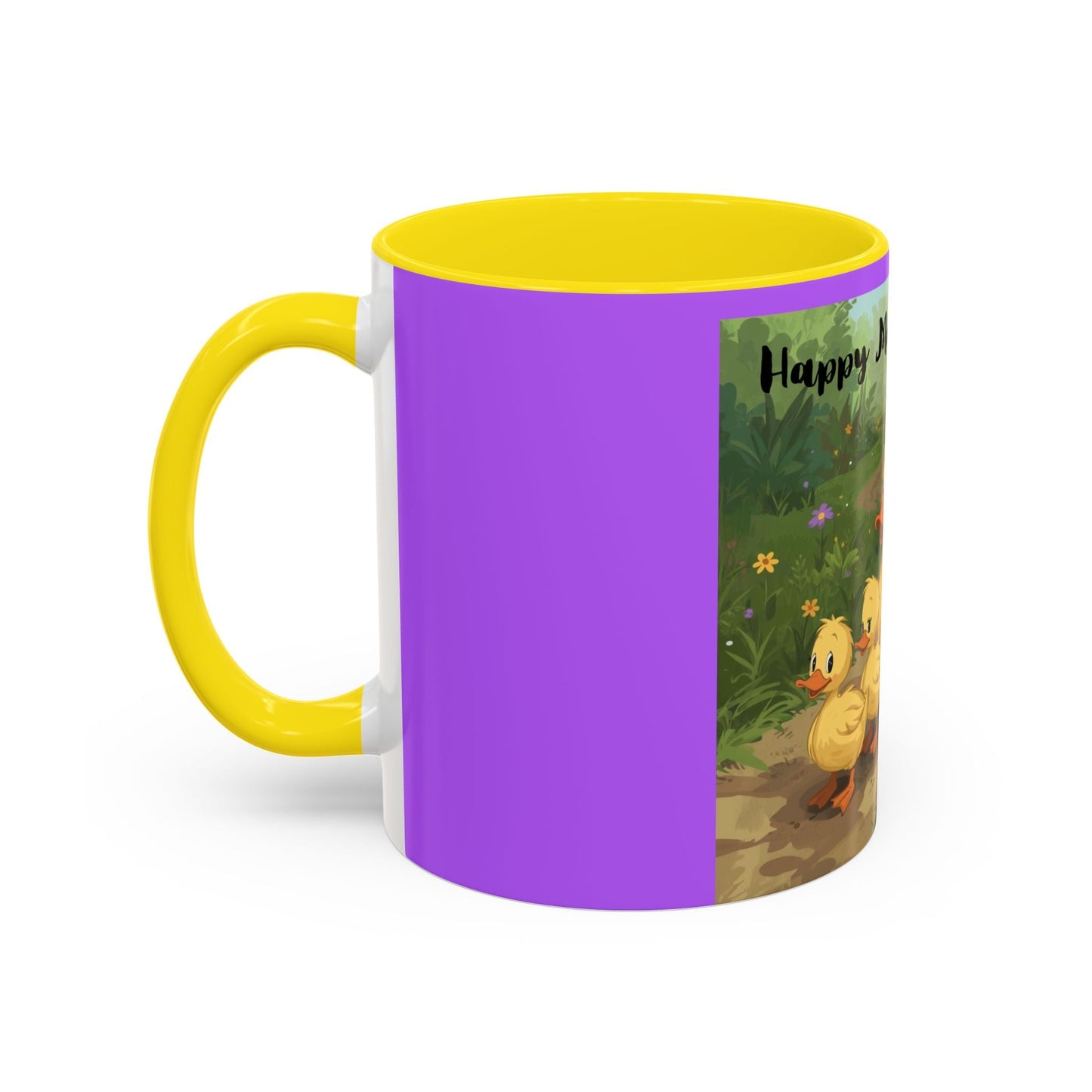 Mother's Day Ducklings Accent Coffee Mug - 11oz Ceramic | Cute Duck Family Gift for Mom - Geo Rocks The 'Tism