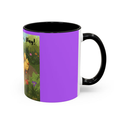 Mother's Day Ducklings Accent Coffee Mug - 11oz Ceramic | Cute Duck Family Gift for Mom - Geo Rocks The 'Tism