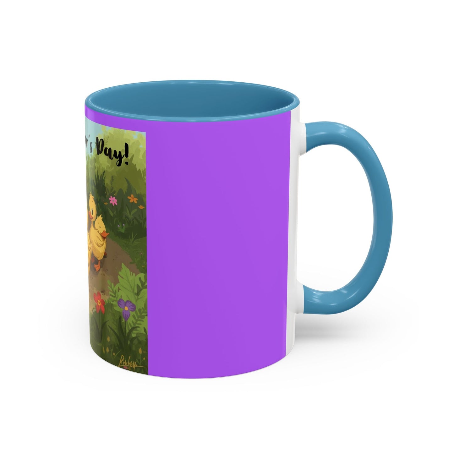 Mother's Day Ducklings Accent Coffee Mug - 11oz Ceramic | Cute Duck Family Gift for Mom - Geo Rocks The 'Tism