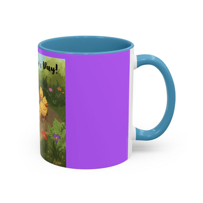 Mother's Day Ducklings Accent Coffee Mug - 11oz Ceramic | Cute Duck Family Gift for Mom - Geo Rocks The 'Tism