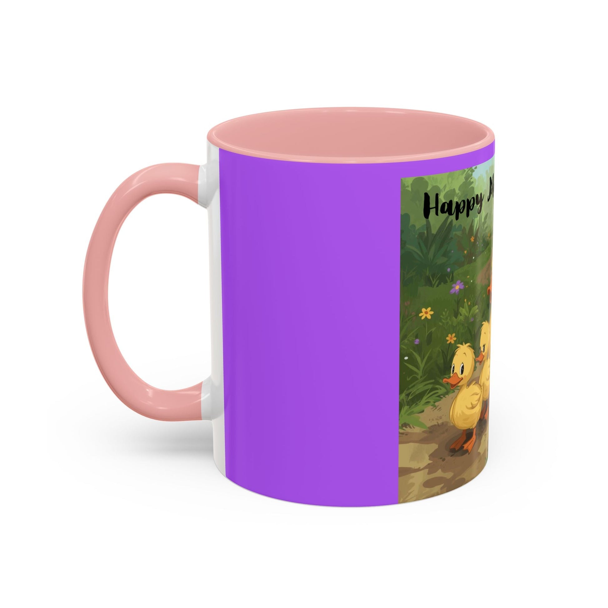 Mother's Day Ducklings Accent Coffee Mug - 11oz Ceramic | Cute Duck Family Gift for Mom - Geo Rocks The 'Tism