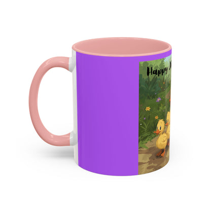 Mother's Day Ducklings Accent Coffee Mug - 11oz Ceramic | Cute Duck Family Gift for Mom - Geo Rocks The 'Tism