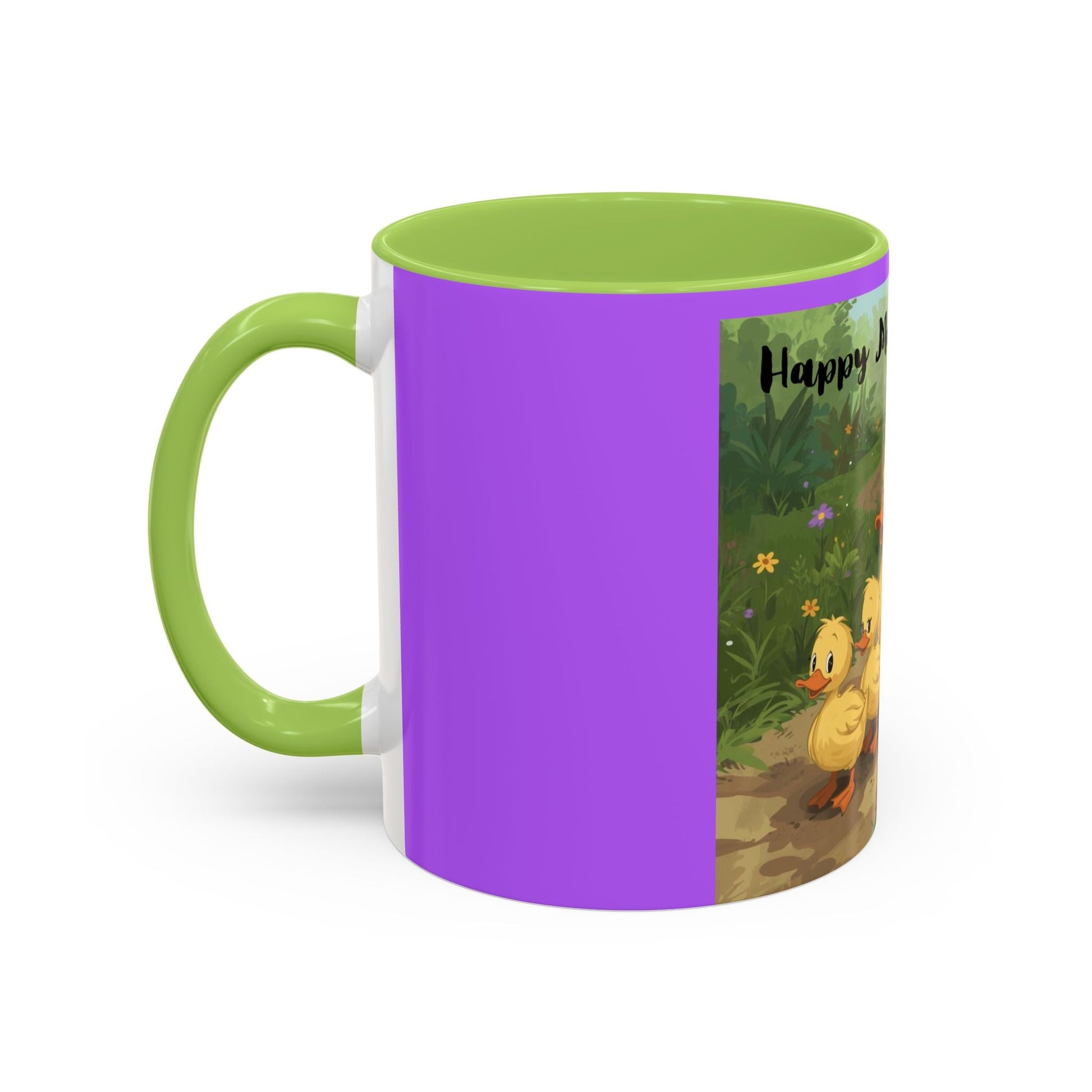 Mother's Day Ducklings Accent Coffee Mug - 11oz Ceramic | Cute Duck Family Gift for Mom - Geo Rocks The 'Tism